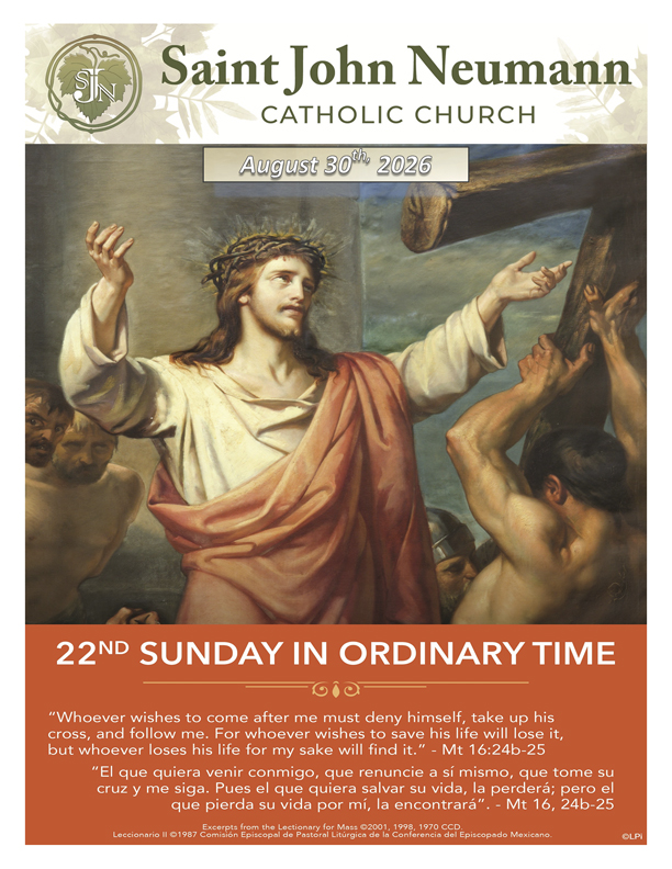 August 30, 2026 "22nd Sunday In Ordinary Time"