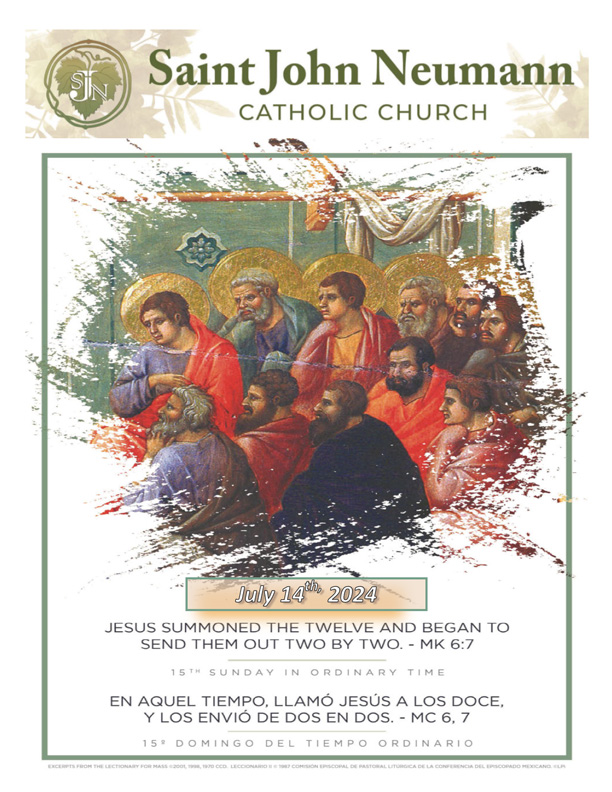 July 14th, 2024 "15th Sunday In Ordinary Time"