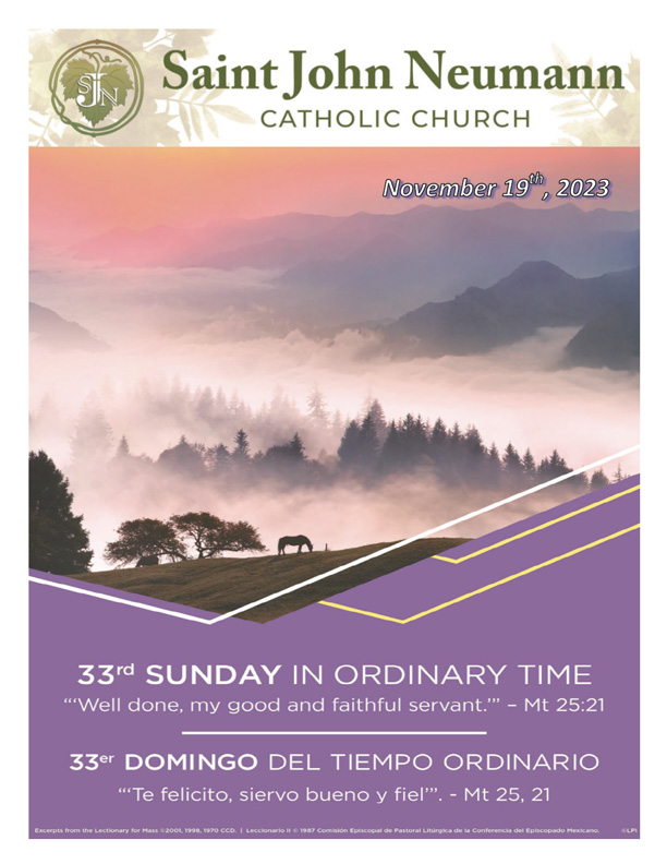 November 19, 2023 "33rd Sunday In Ordinary Time"