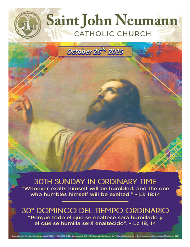 October 26, 2025 "Thirtieth Sunday In Ordinary Time"
