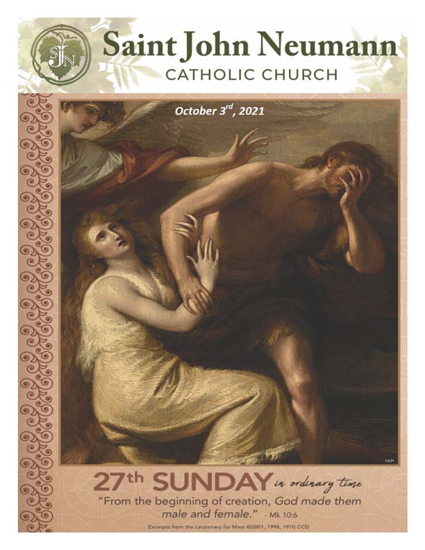 October 3, 2021 "27th Sunday in Ordinary Time"