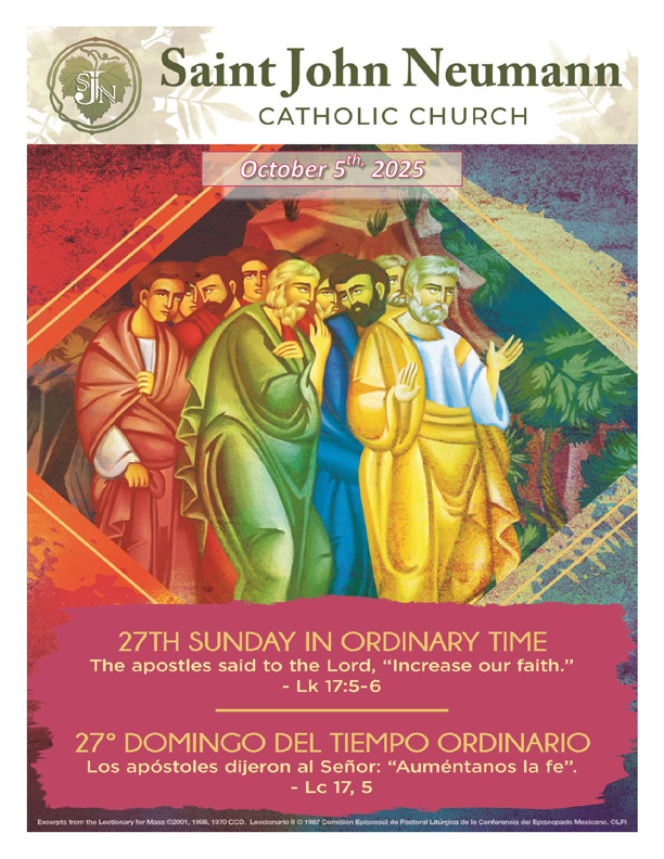 October 5, 2025, "27th Sunday In Ordinary Time"