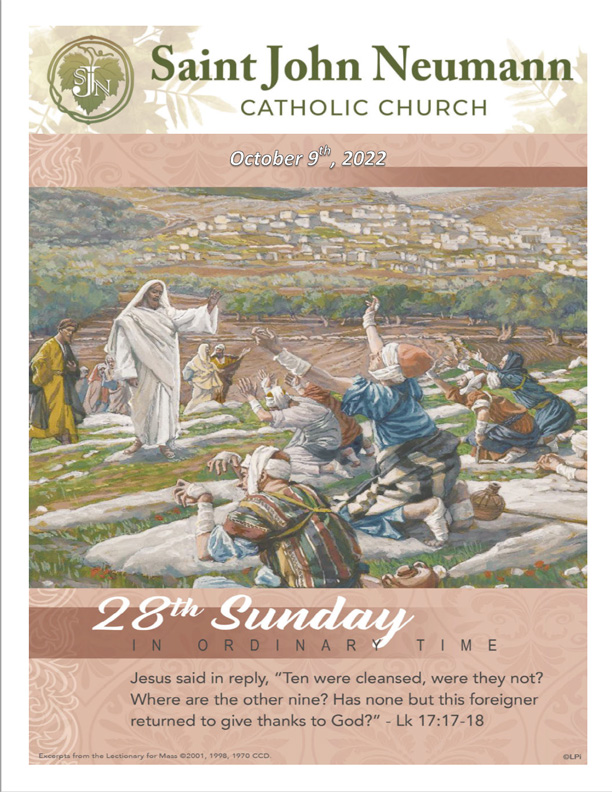 October 9, 2022 "28th Sunday In Ordinary Time"
