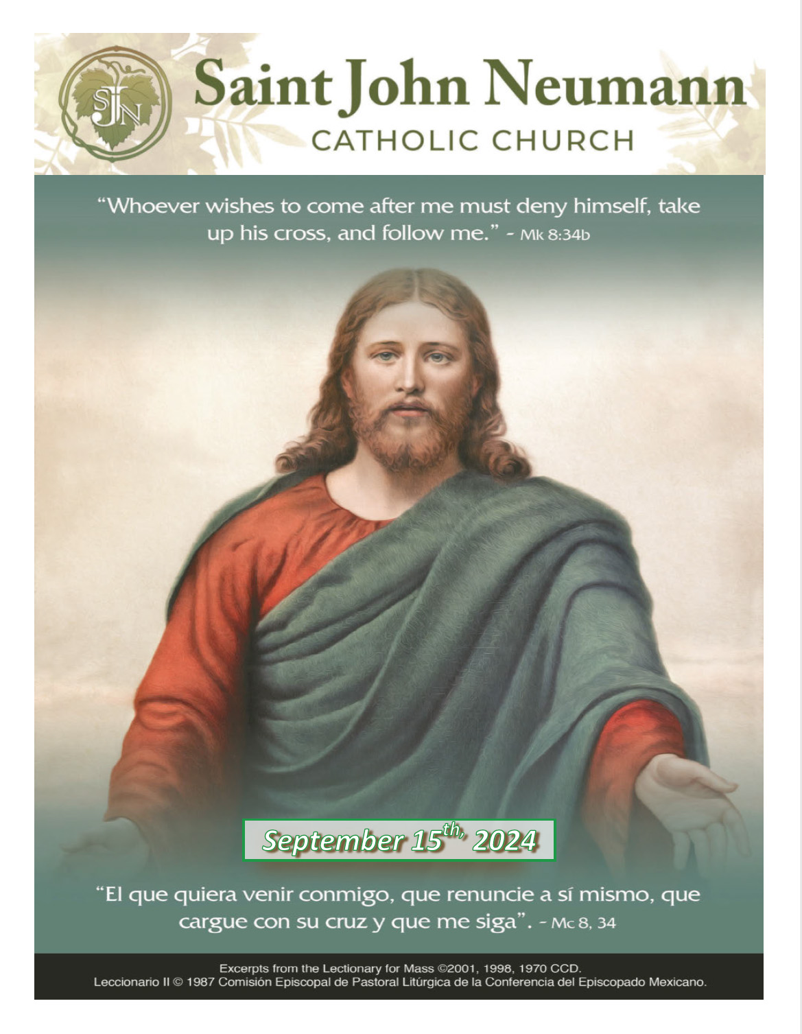 September 15, 2024 "24th Sunday In Ordinary Time"