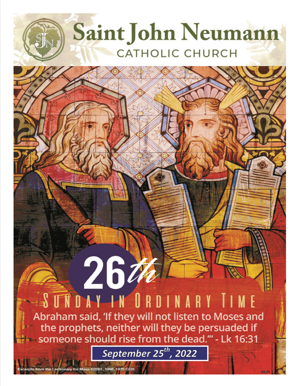 September 25th, 2022 "26th Sunday In Ordinary Time"