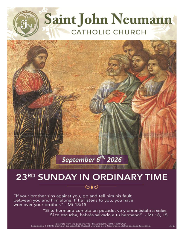 September 6, 2026 "23rd Sunday In Ordinary Time"